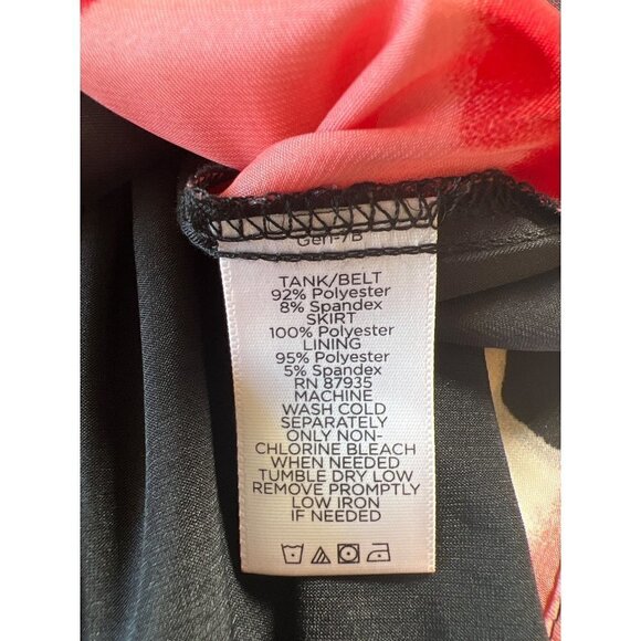 Susan Graver Size M Lined Maxi Dress Black Pink Abstract Floral Empire Waistband - Picture 14 of 14